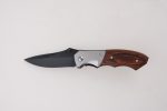 OEM folding knives blackened blade stainless steel color wood handle thumb stud open FR-0515
