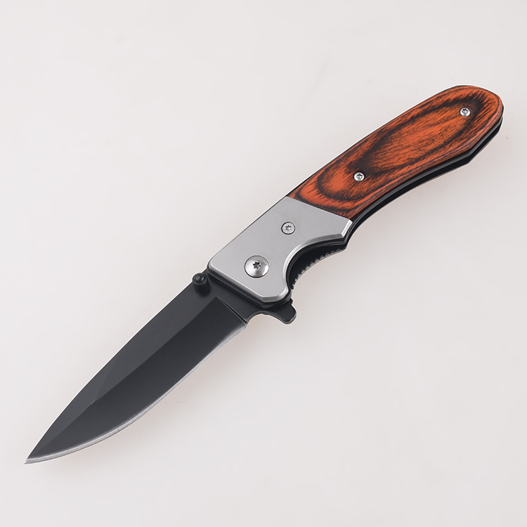 Складные ножи OEM, почерневшая шпилька для большого пальца, открытый вкладыш, замок, скользящее соединение, автоматический выкидной нож FR-0517
