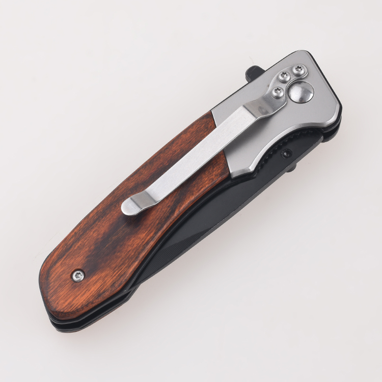 Складные ножи OEM, почерневшая шпилька для большого пальца, открытый вкладыш, замок, скользящее соединение, автоматический выкидной нож FR-0517