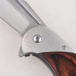 OEM-Klappmesser mit Blutrillenklinge und Clipspitze aus rostfreiem Stahl mit Holzgriff FR-0509