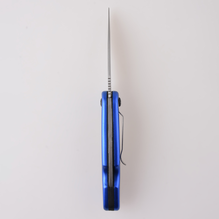 OEM-Klappmesser mit blauer Beschichtung aus Edelstahl + PP-Griff mit gezahnter Klingensperre HF-KS19