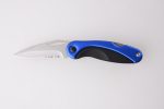 Cuchillos plegables OEM revestimiento azul acero inoxidable + mango PP hoja dentada lockback HF-KS19