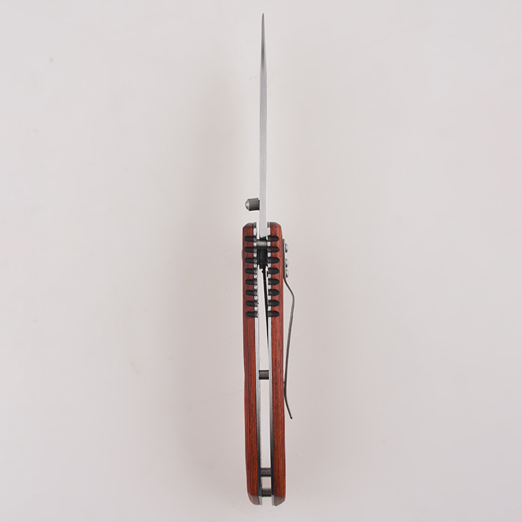 OEM folding knives wooden handle satin blade thumb stud open lanyard hole pommel FR-0514