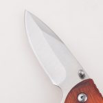 OEM folding knives wooden handle satin blade thumb stud open lanyard hole pommel FR-0514