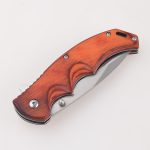 OEM folding knives wooden handle satin blade thumb stud open lanyard hole pommel FR-0514