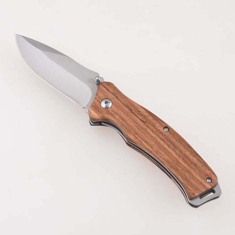 OEM folding knives classical wooden handle satin blade thumb stud open lanyard hole FR-0513