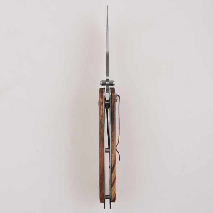 Coltelli pieghevoli OEM classico manico in legno lama satinata foro per cordino aperto FR-0513
