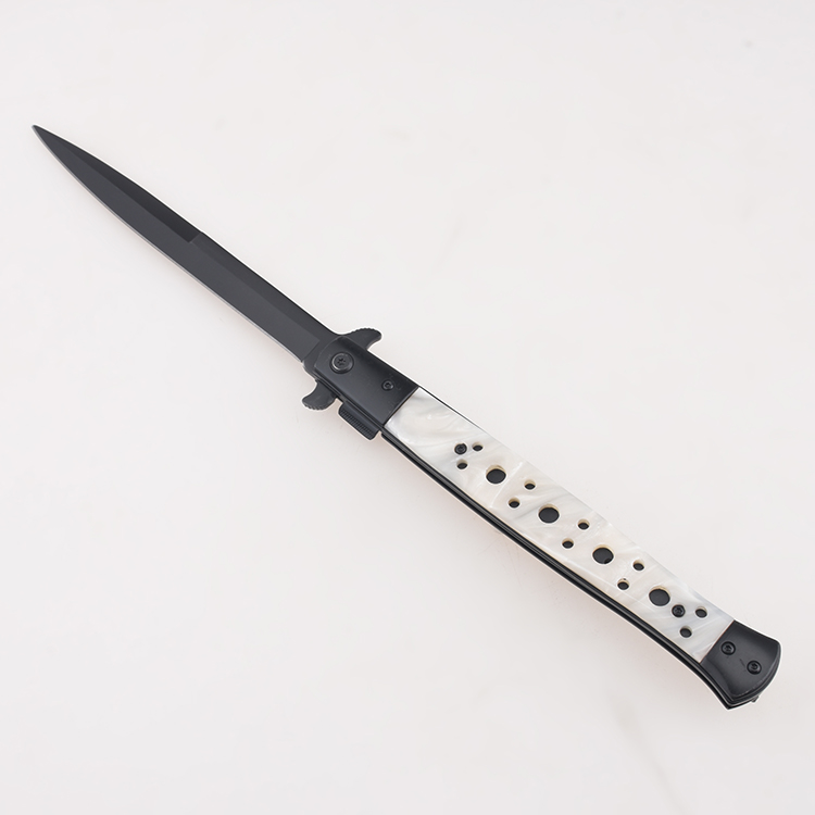 OEM folding knives long black blade crystal acrylic handle switchblade automatic open FR-0511