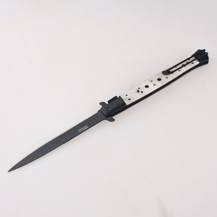 OEM folding knives mahaba ang black blade crystal acrylic handle switchblade automatic open FR-0511