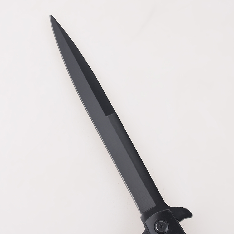 Coltelli pieghevoli OEM lama lunga in cristallo nero con manico in acrilico a serramanico automatico aperto FR-0511