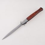 Coltelli pieghevoli OEM manico lungo in legno stiletto baionetta scanalatura del sangue lama giunto scorrevole aperto FR-0510