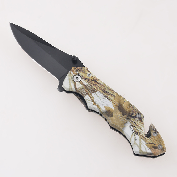 Складные ножи OEM 3D-печать, облицовка, ручка, черненое лезвие, кусачки для проволоки, инкрустированные FR-0504
