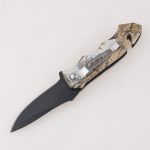 Coltelli pieghevoli OEM Rivestimento per stampa 3D manico annerito tagliafili a lama intarsiato FR-0504