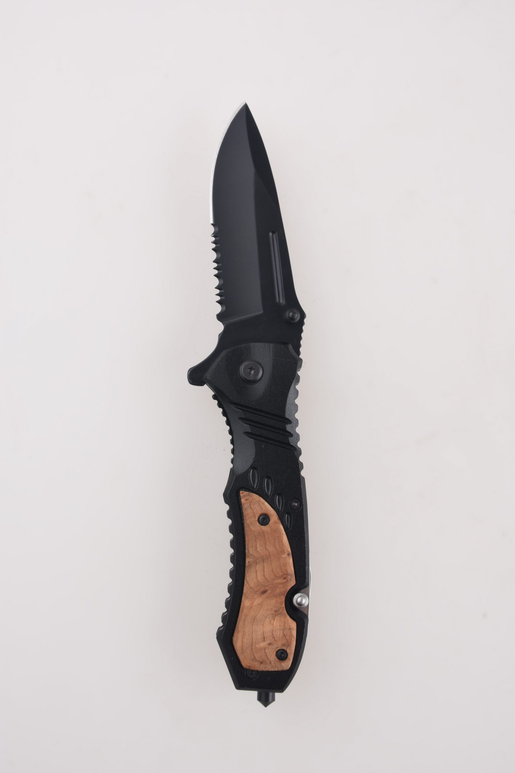 Pisau lipat OEM penuh kayu bertatahkan tukul hayat pembuka botol pemotong wayar dalam FR-0512