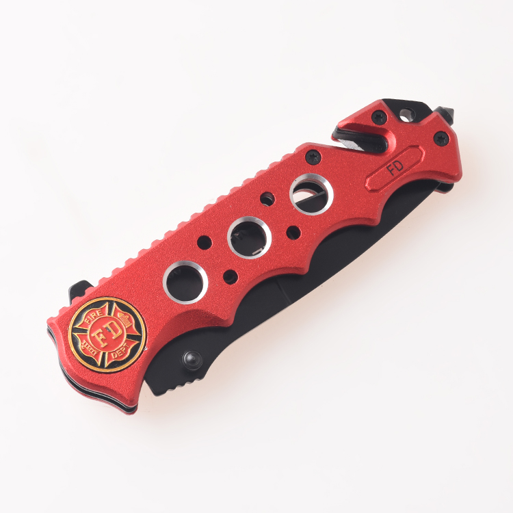 OEM folding knives wire cutter life hammer semi-serrated blade red cladding handle FR-0507