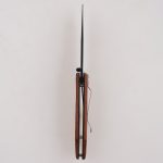 OEM cuchillos plegables mango de madera agujero de cordón hueco hoja de punto de caída ennegrecida FR-0508