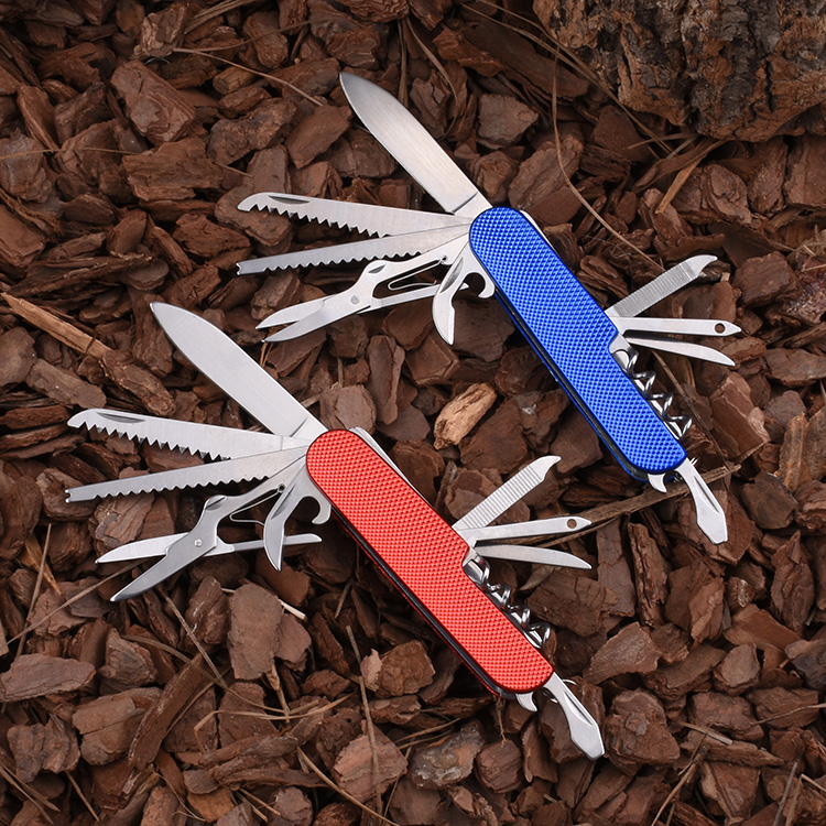 Couteau de l'armée OEM, lame 3Cr13 teintée, poignée en acier inoxydable à friction colorée, 11 en 1 SS-0836