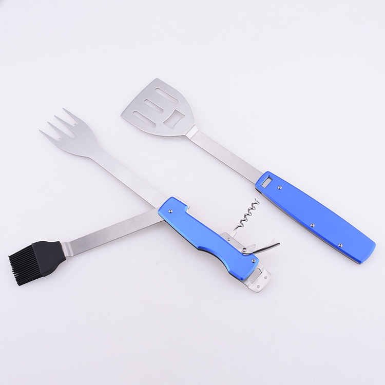 OEM Camping tool 5-in-1 detachable outdoor slotted turner silicone brush fork opener YR-9082