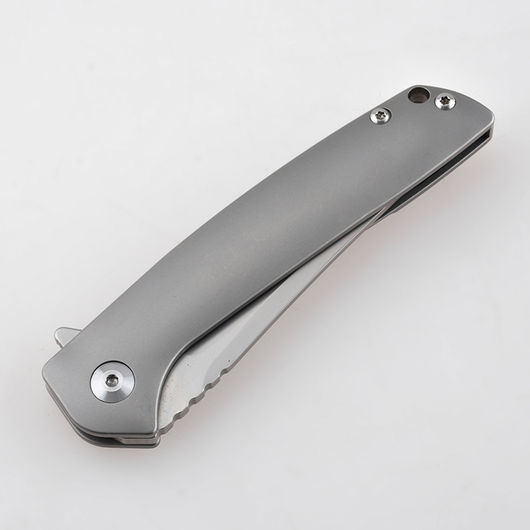 OEM folding knife titanium handle frame lock bead blasted in-house new design DJ-7009T