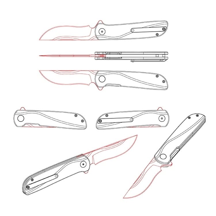Couteau EDC à lame à pointe standard YC02, avec verrouillage à doublure imbriquée, clip fraisé