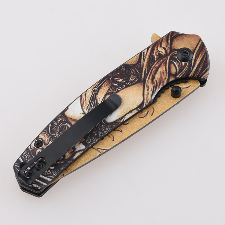 Coltello pieghevole YML-3415 in alluminio anodizzato con stampa 3D con immagine personalizzata e finitura del logo