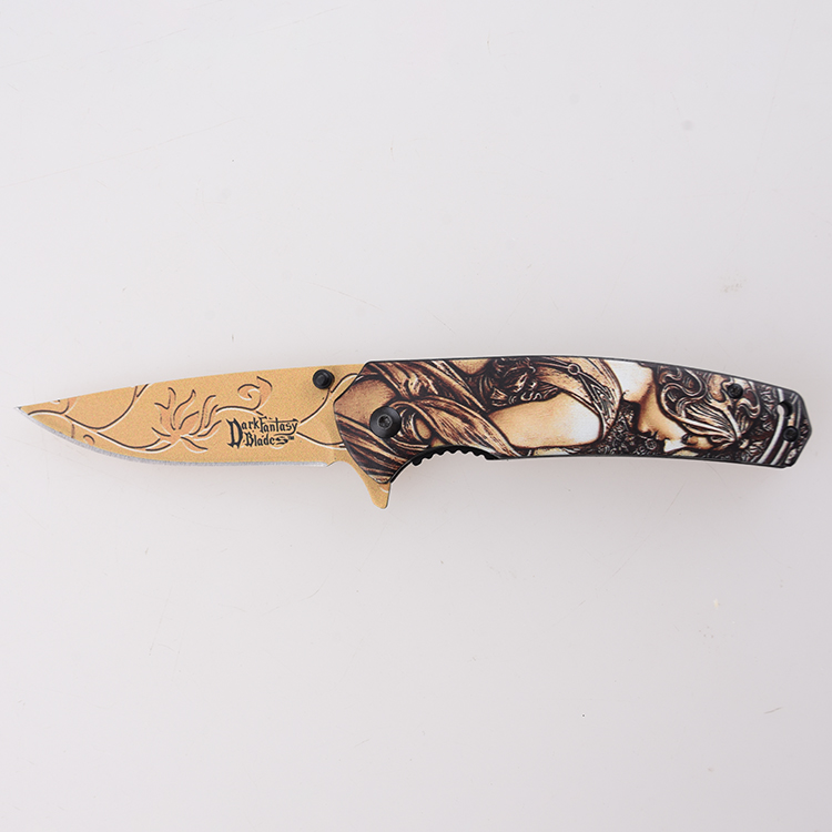 Coltello pieghevole YML-3415 in alluminio anodizzato con stampa 3D con immagine personalizzata e finitura del logo