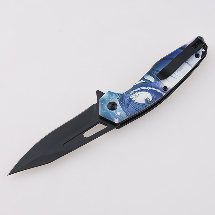 YML-3415 접이식 칼 맞춤형 3D 인쇄 이미지 로고 각인 검정색 마감