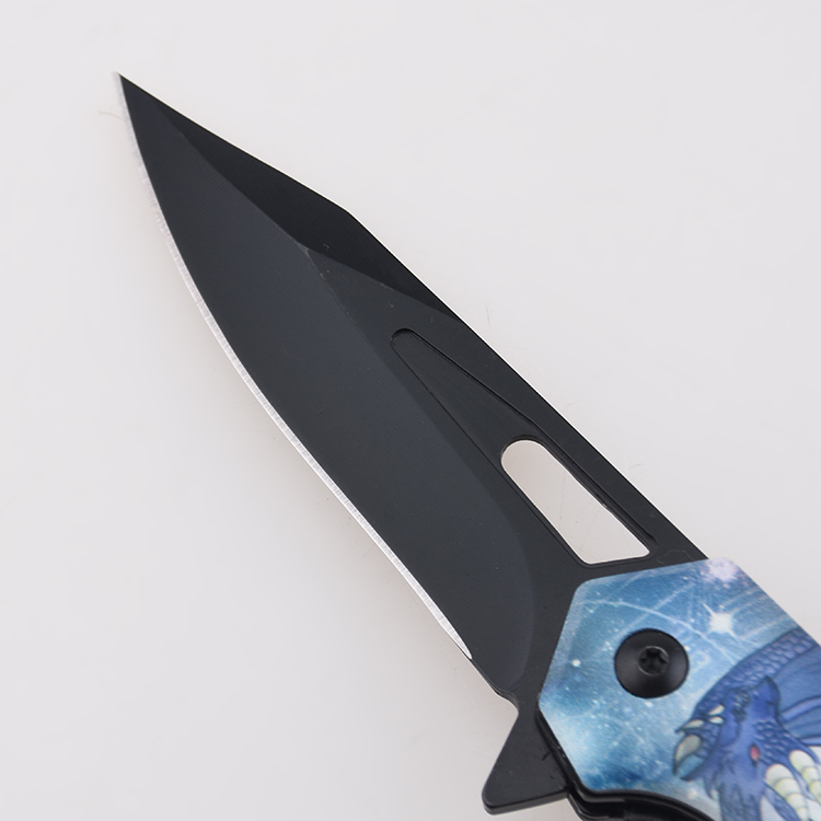 YML-3415 접이식 칼 맞춤형 3D 인쇄 이미지 로고 각인 검정색 마감