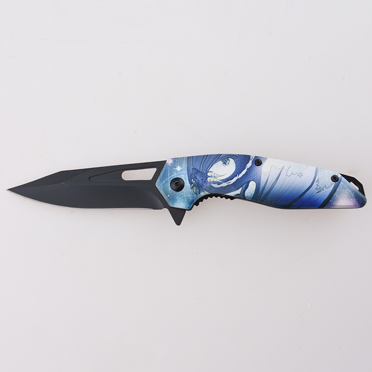 YML-3415 접이식 칼 맞춤형 3D 인쇄 이미지 로고 각인 검정색 마감