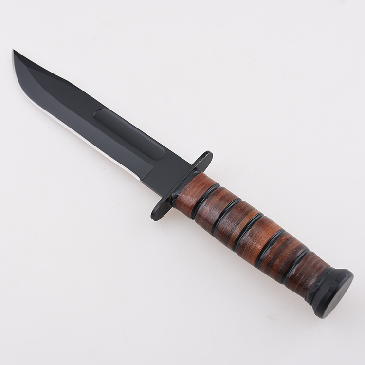 YML-3417 Bowie knife class style hunting survival use leather handle sabre grind