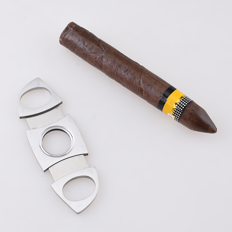 Cigar cutter stainless steel satin handle 420J2 blade XJ-1009 s07