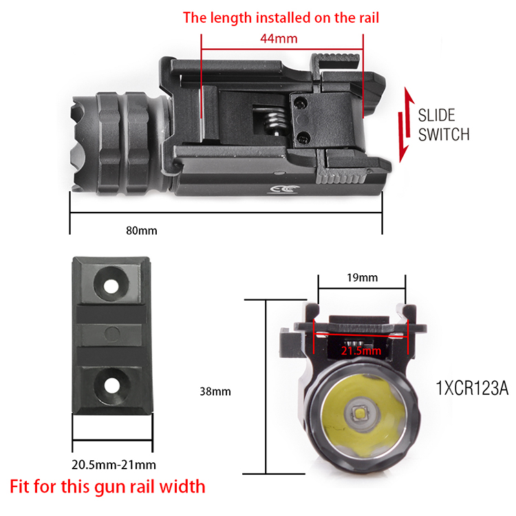 Interruttore a scorrimento per pistola tattica a LED per torcia MG-MGL-005 s18