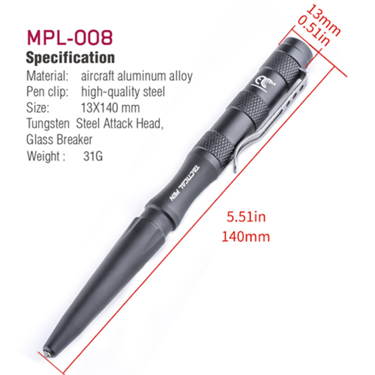 Tactical pen tool aluminum anodized MG-MPL-008 s23
