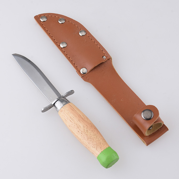 ZY-2403 fixed blade scout knife leather belt sheath wood handle s03
