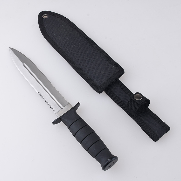 ZY-2404 pig knife serrated blade blood groove nylon sheath s03