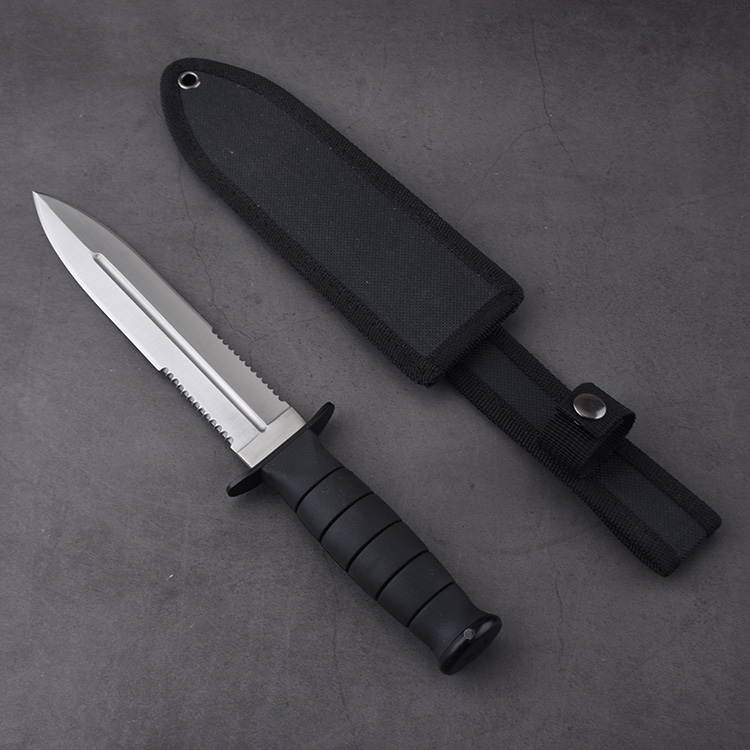 ZY-2404 pig knife serrated blade blood groove nylon sheath s11