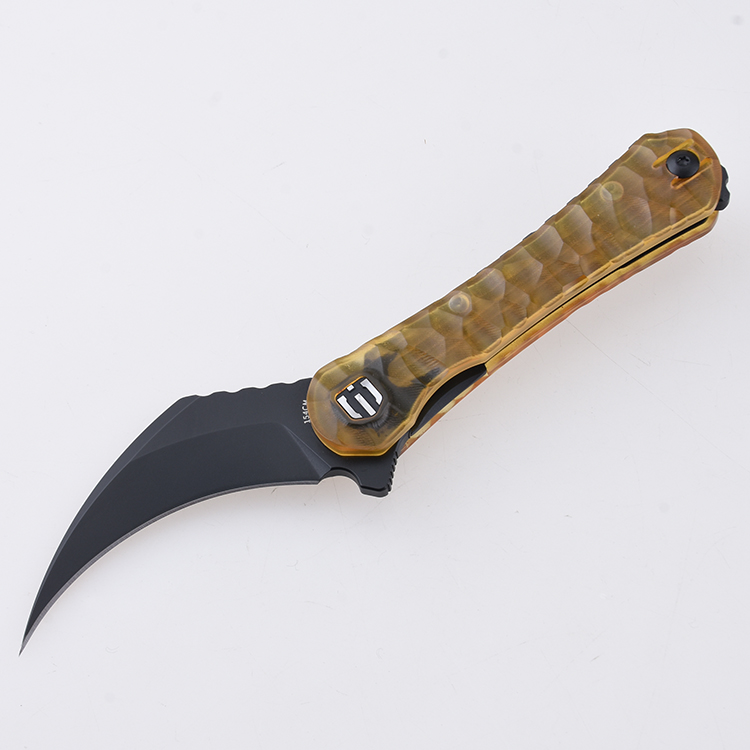 DC01K Scythe XL PEI Ultem amber translucent handle Pikal s02