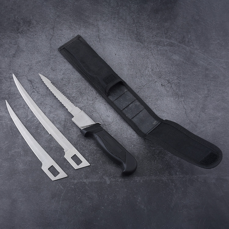 ODM ZY-FK4 hunting knife set 3 swappable blades pouch s23