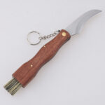 JM- 2561 Folding mushroom knife wood handle brush ruler s02