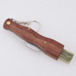 JM- 2561 Folding mushroom knife wood handle brush ruler s04