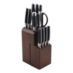 KF1901-WB13 13 pcs kitchen knife set rubber wood block s1