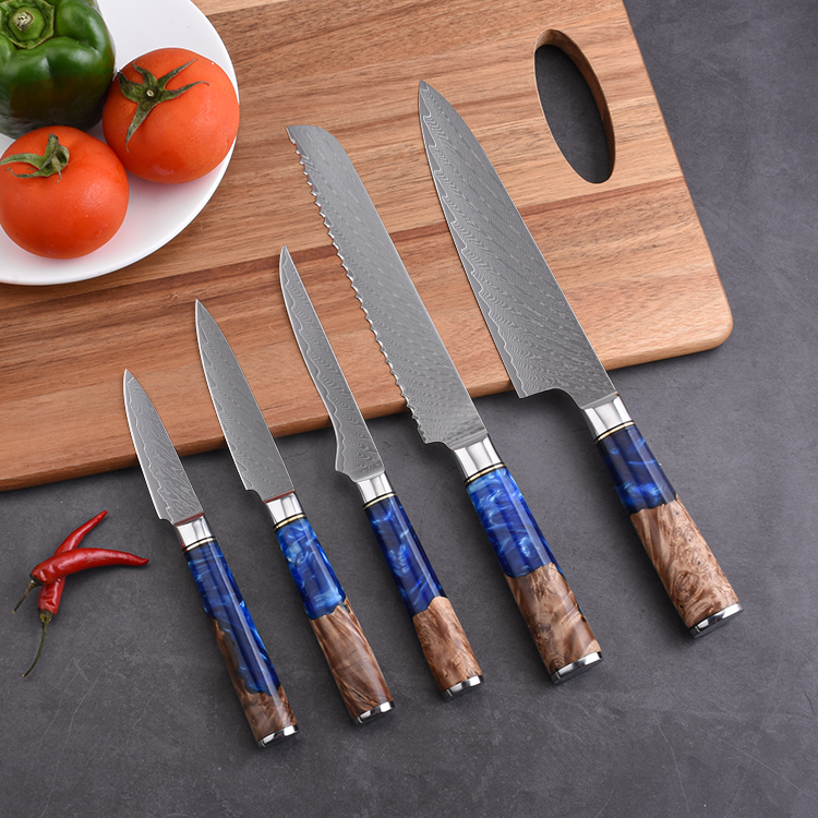 KS22377 Damascus kitchen knife resin handle s30